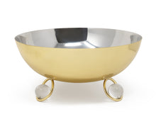 Load image into Gallery viewer, Large Salad Bowl Silver Inner Gold Outer with Ball Legs