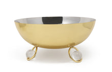 Load image into Gallery viewer, Large Salad Bowl Silver Inner Gold Outer with Ball Legs