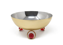Load image into Gallery viewer, Large Salad Bowl Silver Inner Gold Outer with Ball Legs