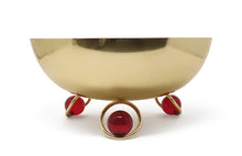 Load image into Gallery viewer, Large Salad Bowl Silver Inner Gold Outer with Ball Legs