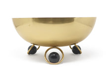 Load image into Gallery viewer, Large Salad Bowl Silver Inner Gold Outer with Ball Legs