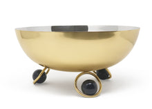 Load image into Gallery viewer, Large Salad Bowl Silver Inner Gold Outer with Ball Legs