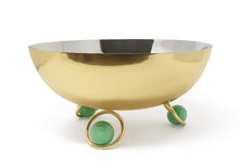 Load image into Gallery viewer, Large Salad Bowl Silver Inner Gold Outer with Ball Legs