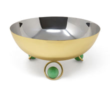 Load image into Gallery viewer, Large Salad Bowl Silver Inner Gold Outer with Ball Legs