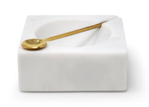 Marble Salt Dish with Gold Spoon