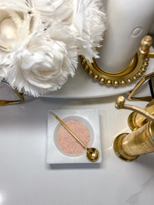 Marble Salt Dish with Gold Spoon