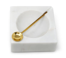 Load image into Gallery viewer, Marble Salt Dish with Gold Spoon