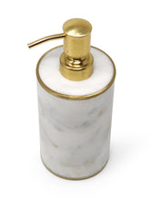 Load image into Gallery viewer, White Marble Dispenser with Gold Pump