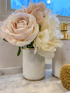 White Marble Dispenser with Gold Pump