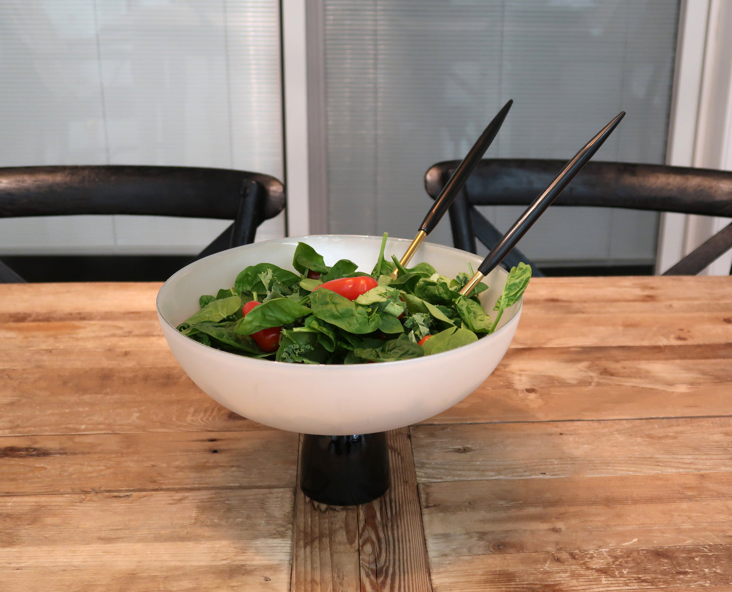 White Glass Bowl on Black Base