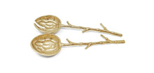 Load image into Gallery viewer, Gold Salad Servers with Branch Design