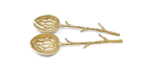 Gold Salad Servers with Branch Design