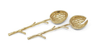 Load image into Gallery viewer, Gold Salad Servers with Branch Design