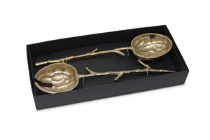 Gold Salad Servers with Branch Design