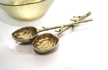 Load image into Gallery viewer, Gold Salad Servers with Branch Design