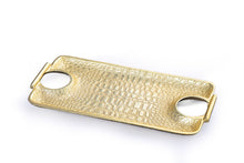 Load image into Gallery viewer, Gold Crocodile Hammered Serving Tray, 12.5&quot;L