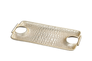 Gold Crocodile Hammered Serving Tray, 12.5"L