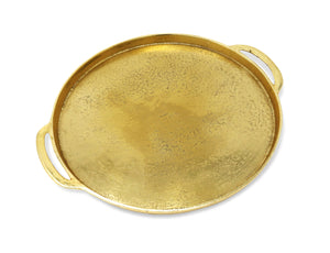 Gold Circular Serving Tray, 14.25"D