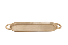 Load image into Gallery viewer, Gold Oblong Serving Tray with Flat Handles