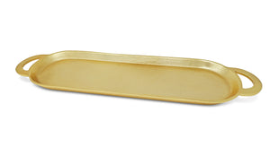Gold Oblong Serving Tray with Flat Handles