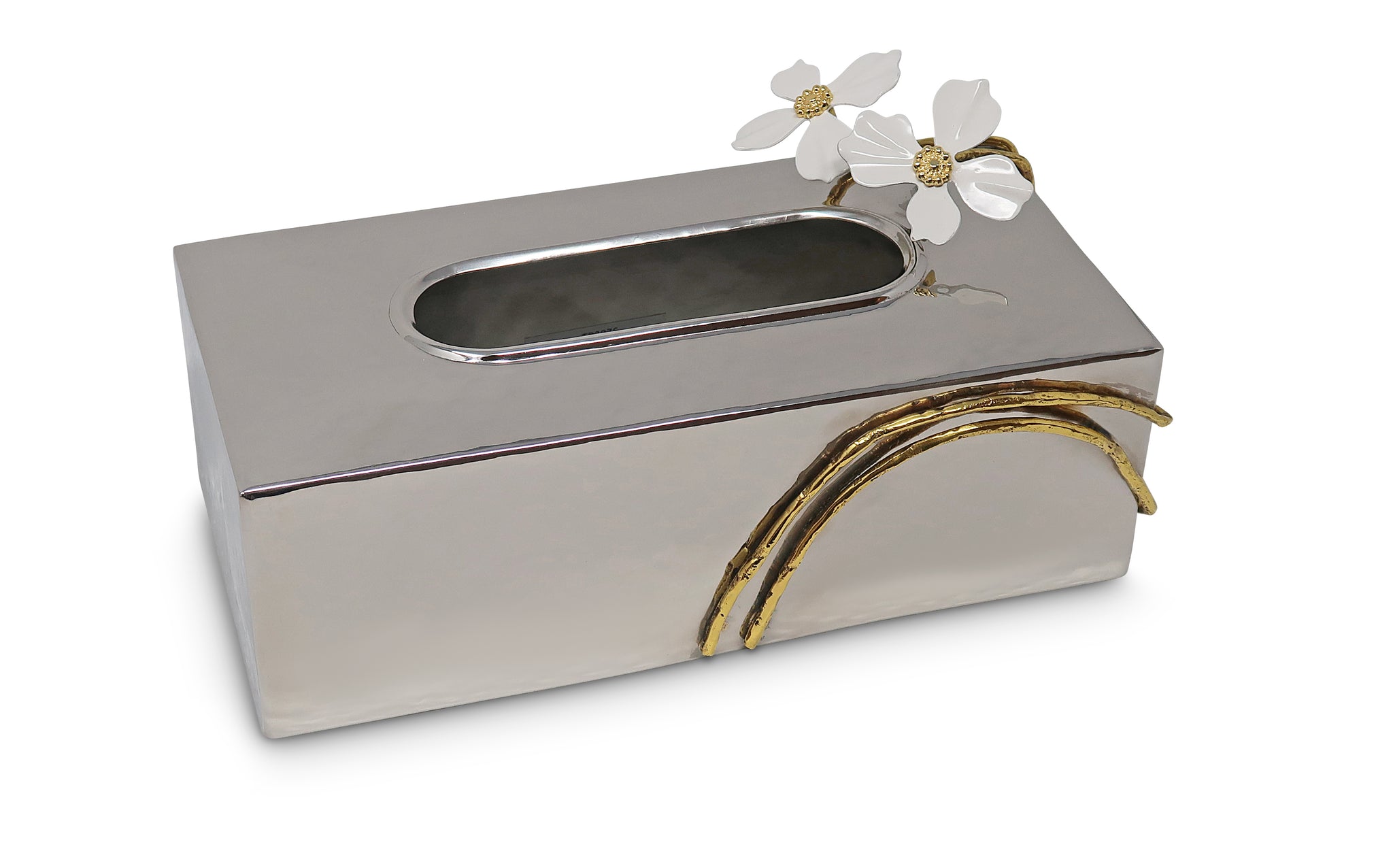Gold Tissue Box with Jewel Flower Design – Classic Touch Decor