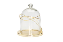 Load image into Gallery viewer, Glass Dome Candle Holder Gold Twig Design