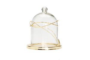 Glass Dome Candle Holder Gold Twig Design
