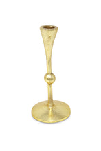 Load image into Gallery viewer, Set of 2 Gold Taper Candle Holders with Ball Design, 6.25&quot;