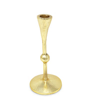 Load image into Gallery viewer, Set of 2 Gold Taper Candle Holders with Ball Design, 6.25&quot;