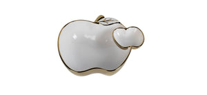 White Porcelain Apple Dish Gold Edged, 10.5"