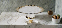 Load image into Gallery viewer, White Porcelain Cake Stand with Gold Edge, 13.25&quot;D