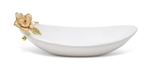 Load image into Gallery viewer, Porcelain Oval Bowl with Gold Flower Detail, 11&quot;L