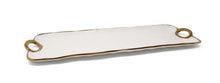 Load image into Gallery viewer, White Porcelain Oblong Tray with Gold Trim and Handles 15.25&quot;L