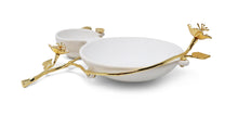 Load image into Gallery viewer, Porcelain 2 Sectional Tray with Gold Flower Detail