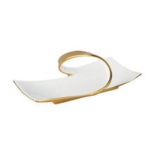 Load image into Gallery viewer, White Porcelain Double Snack Bowl with Gold