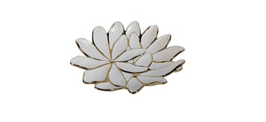 White Porcelain Flower Plate with Gold Edge, 13"
