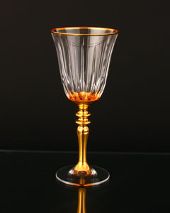 Set of 6 Gold Stemmed Wine Glasses