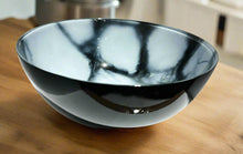 Load image into Gallery viewer, 10.5&quot; Black and Gold Marbleized Footed Bowl