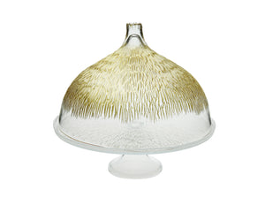 Glass Cake Stand With Dome With Gold Design