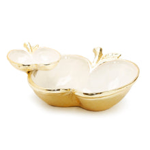 Load image into Gallery viewer, Two Apple Dish Gold/White