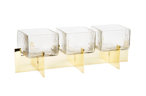 3 Sectional Dish on Gold Block Base