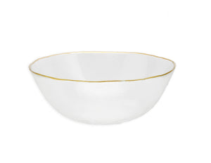 Clear Salad Bowl with Gold Rim - 11"D