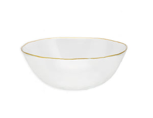 Clear Salad Bowl with Gold Rim - 8.5"D