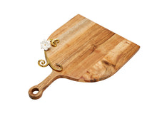 Load image into Gallery viewer, Wood Charcuterie Board Gold Flower Design flat base