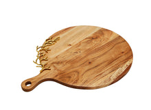 Load image into Gallery viewer, Wood Charcuterie Board Coral Design 15&quot; Round with 4&quot; Handle