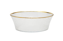 Load image into Gallery viewer, Pebbled Glass Bowl Raised Rim with Gold Border