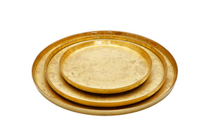 Set of 4 Gold Glitter Salad Plates with Raised Rim