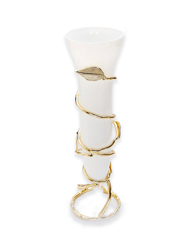 Gold Leaf Vase with White Insert