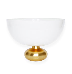 10" White Glass Bowl with Gold Base