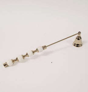 Gold Candle Snuffer White and Gold Beaded Handle